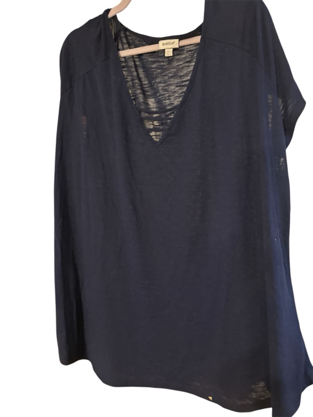 Avenue Navy V-Neck Short Sleeve Tunic size 26/28 cotton soft tee like new